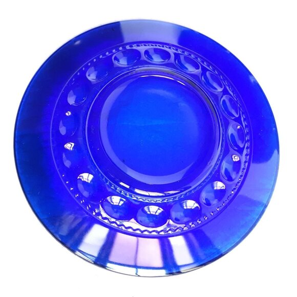 Set Of 4 Indiana Glass Cobalt Blue Kings Crown Salad Dessert Plates - Picture 4 of 5